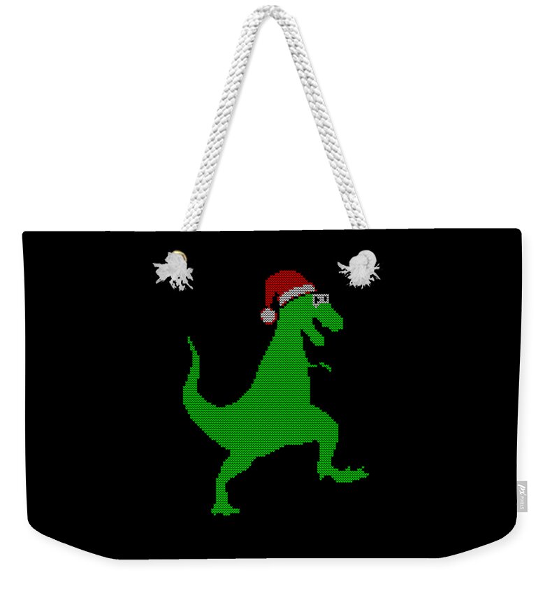 Christmas 2023 Weekender Tote Bag featuring the digital art Santasaurus Ugly Christmas Sweater by Flippin Sweet Gear