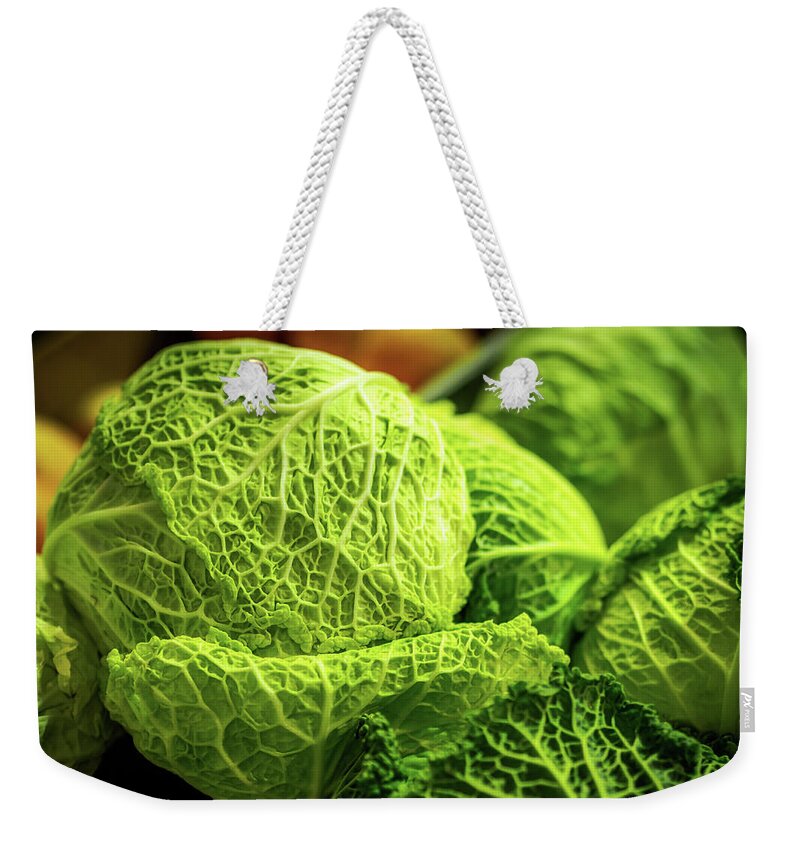 Fruit Weekender Tote Bag featuring the photograph Savoy Cabbage by Luis Vasconcelos