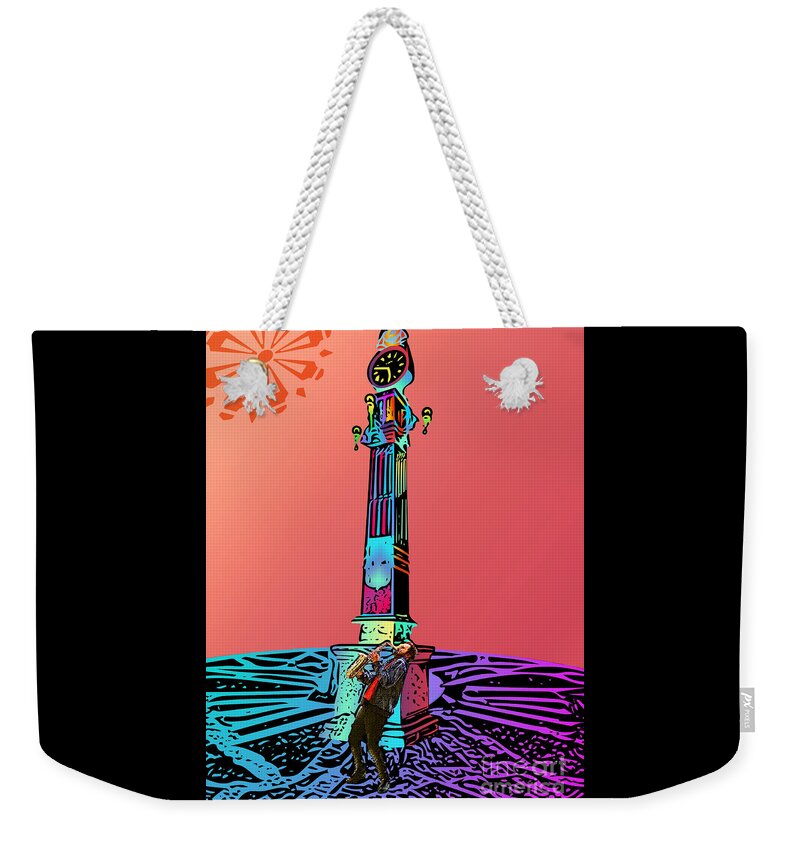 Jazz Weekender Tote Bag featuring the photograph Saxophonist at the Boca by Franchi Torres