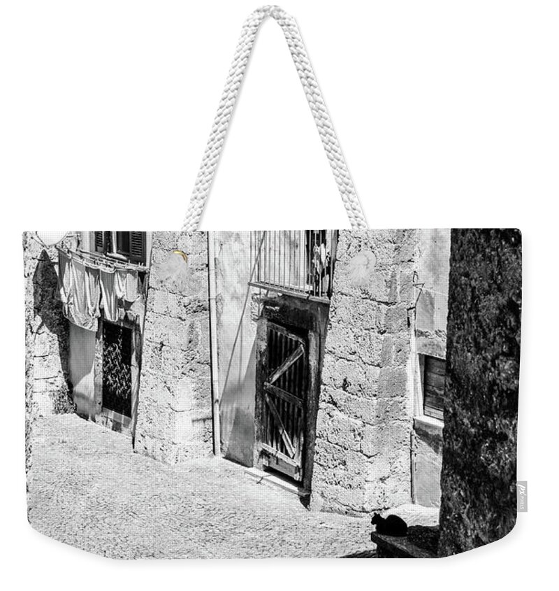 Italian Weekender Tote Bag featuring the photograph Scanno, Italy - BW 01 by AM FineArtPrints