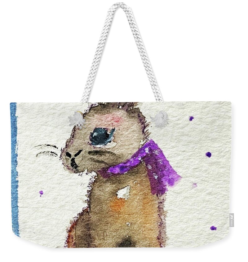 Drunk Bunny Weekender Tote Bag featuring the painting Scarf Bunny by Roxy Rich