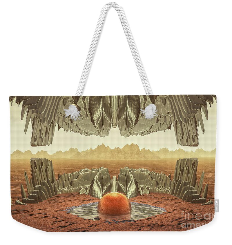Prehistoric Weekender Tote Bag featuring the digital art Scene From Time by Phil Perkins