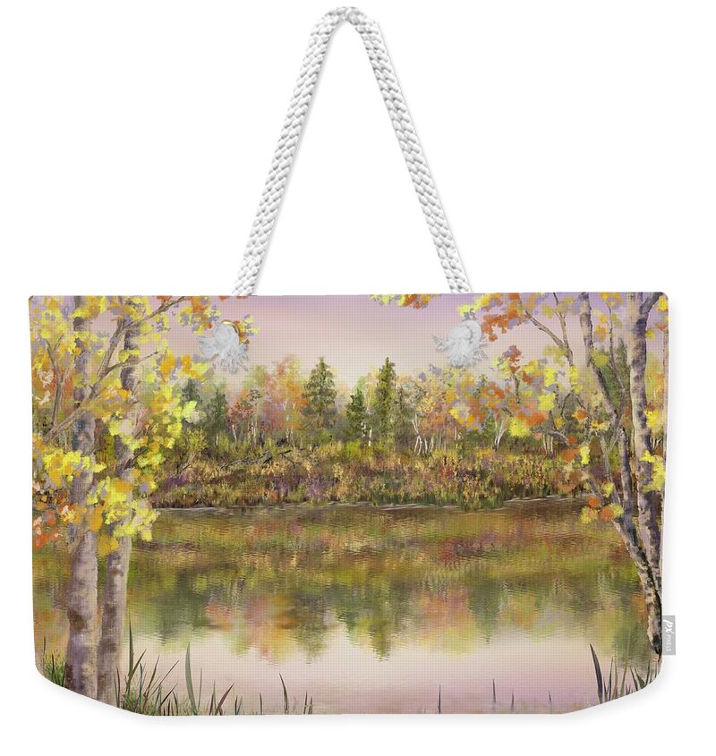Landscape Autumn Weekender Tote Bag featuring the digital art Scenic Landscape No. 2, Mother Earth Collection by Marilyn Cullingford