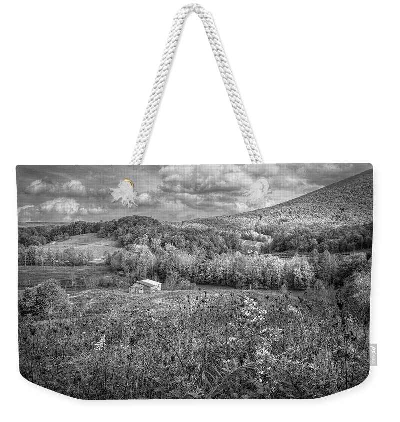 Barns Weekender Tote Bag featuring the photograph Scenic Overlook along the Creeper Trail Damascus Virginia Black by Debra and Dave Vanderlaan