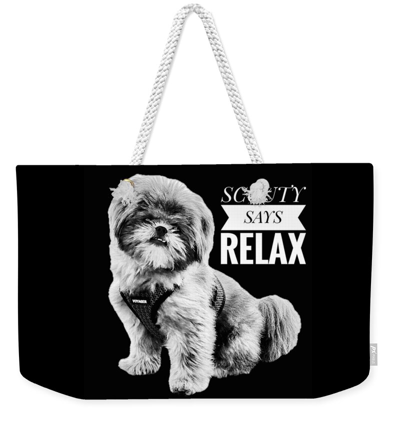 Dog Weekender Tote Bag featuring the photograph Scouty Says Relax by Randy Wehner