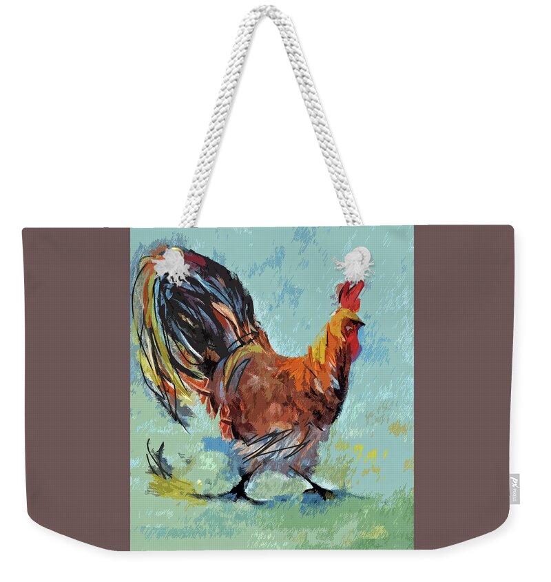 Scribbles Weekender Tote Bag featuring the painting Scribbles Cock Of The Walk by Lisa Kaiser