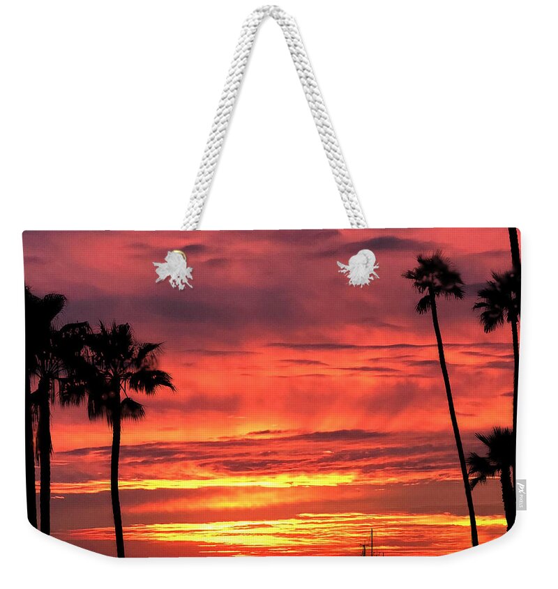La Jolla Local Artist Weekender Tote Bag featuring the photograph Scripps Pier Gated Sunset by Russ Harris