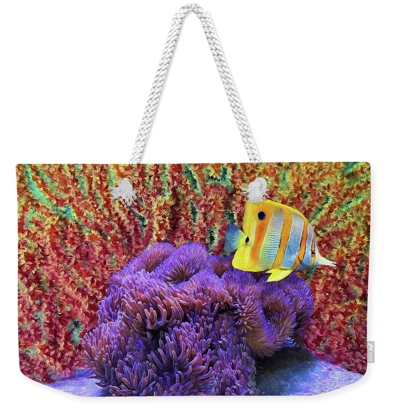 Sea Weekender Tote Bag featuring the digital art Sea Fan and Copperband by Russ Harris