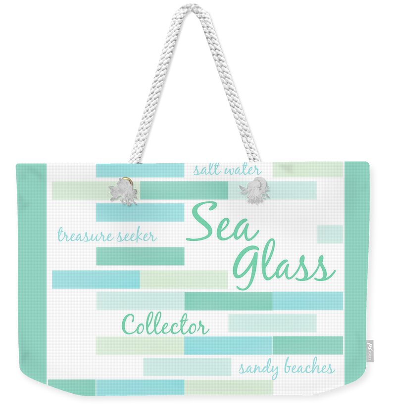 Sea Glass Weekender Tote Bag featuring the digital art Sea Glass Collector by Angie Tirado