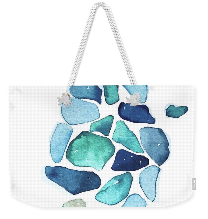 Sea Weekender Tote Bag featuring the painting Sea Glass by Luisa Millicent