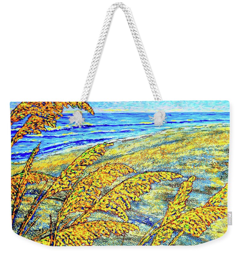 Sea Weekender Tote Bag featuring the painting Sea Oats Dual#2 by Viktor Lazarev