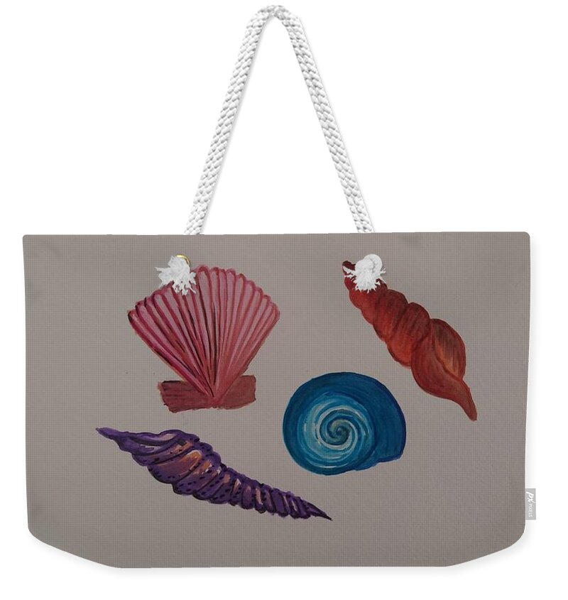 Watercolour Weekender Tote Bag featuring the painting Sea shells by Faa shie