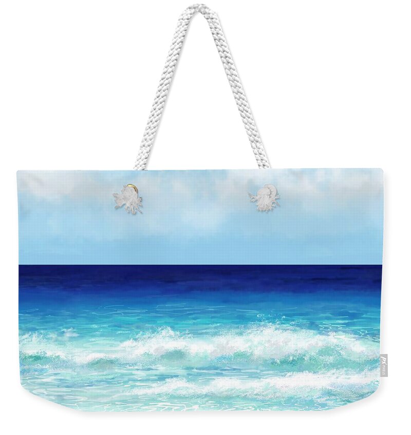 Sea Weekender Tote Bag featuring the digital art Sea View 275 by Lucie Dumas