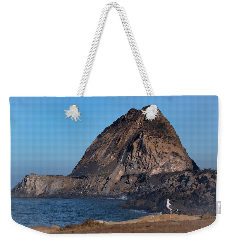 Beach Weekender Tote Bag featuring the photograph Seagull at Mugu Rock by Matthew DeGrushe