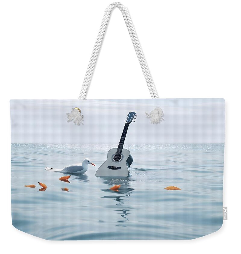 Surreal Weekender Tote Bag featuring the mixed media Seagulls by Michael Colton