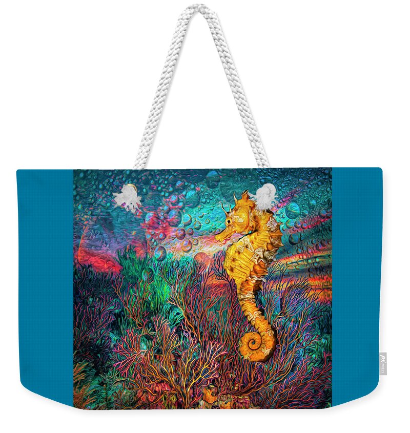 Animals Weekender Tote Bag featuring the photograph Seahorse at the Reef Painting by Debra and Dave Vanderlaan