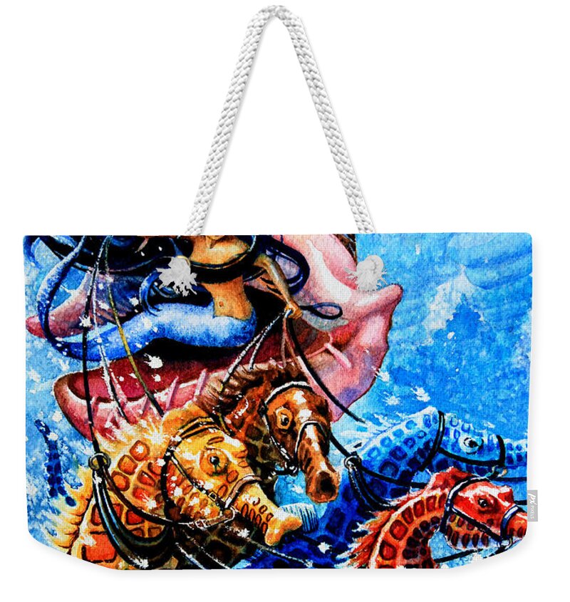 Conch Weekender Tote Bag featuring the painting Seahorse Coach by Hanne Lore Koehler