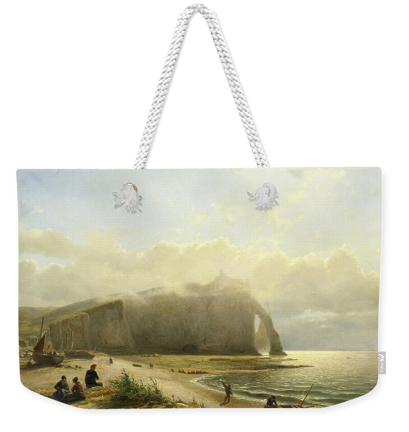 Willem Antonie Van Deventer Weekender Tote Bag featuring the painting Seascape near the Coast by Willem Antonie van Deventer