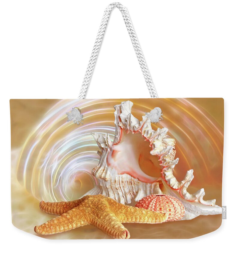 Shell Weekender Tote Bag featuring the photograph Seashell Sandy Paradise by Gill Billington