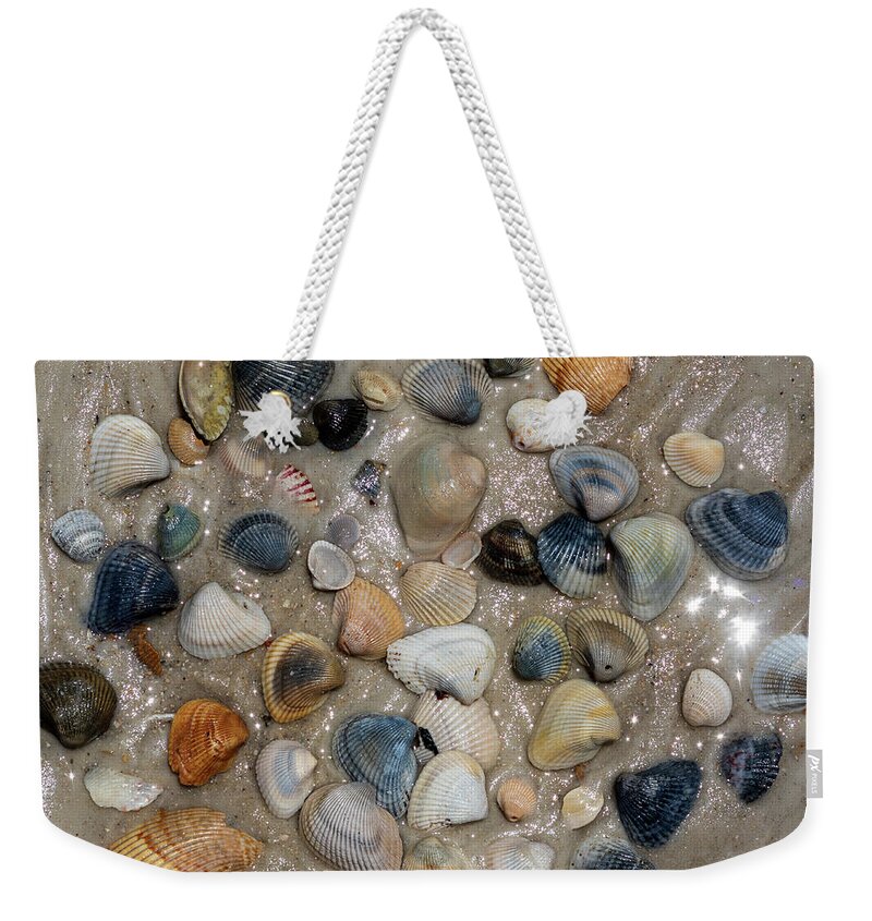 Ocean Weekender Tote Bag featuring the photograph Seashell Sparkle by Jack Clutter