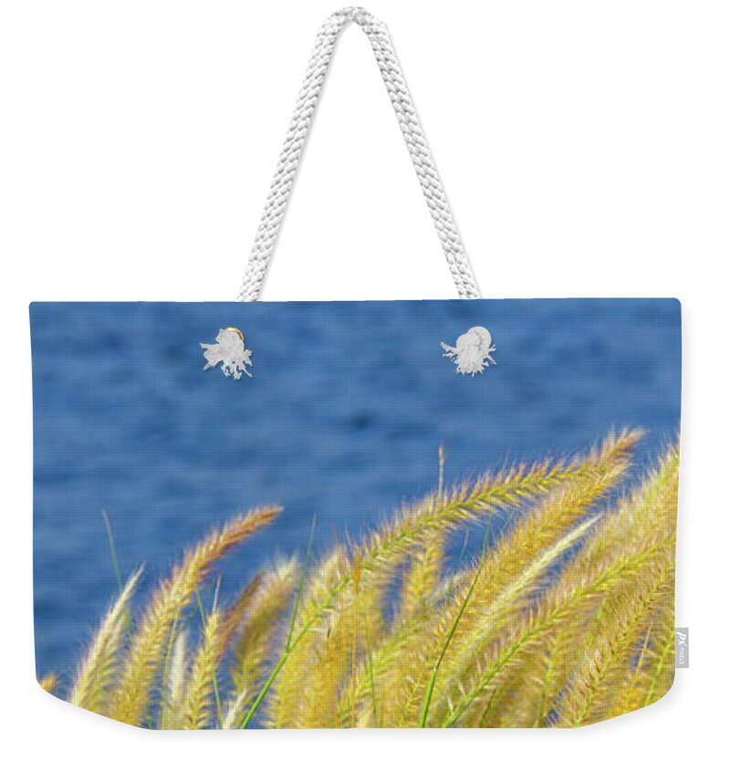 Blue Weekender Tote Bag featuring the photograph Seaside Grasses by SR Green