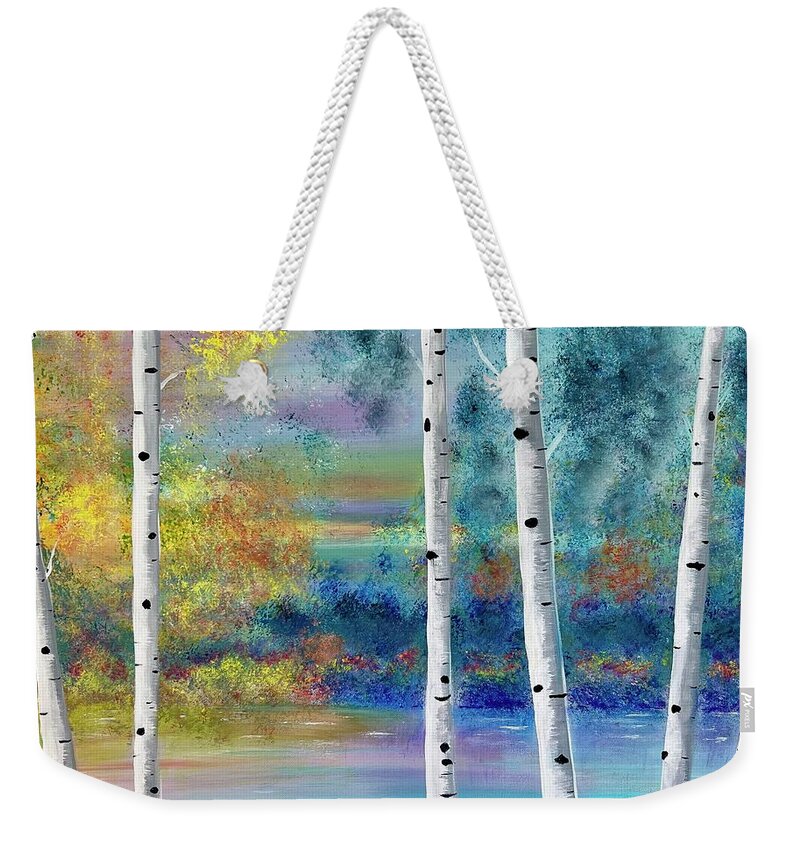 Seasons Weekender Tote Bag featuring the painting Seasonal Renewal by Stacey Zimmerman