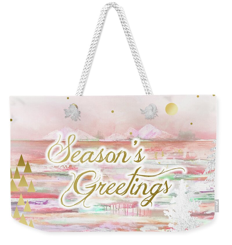 Season's Greetings Weekender Tote Bag featuring the mixed media Season's Greetings by Claudia Schoen