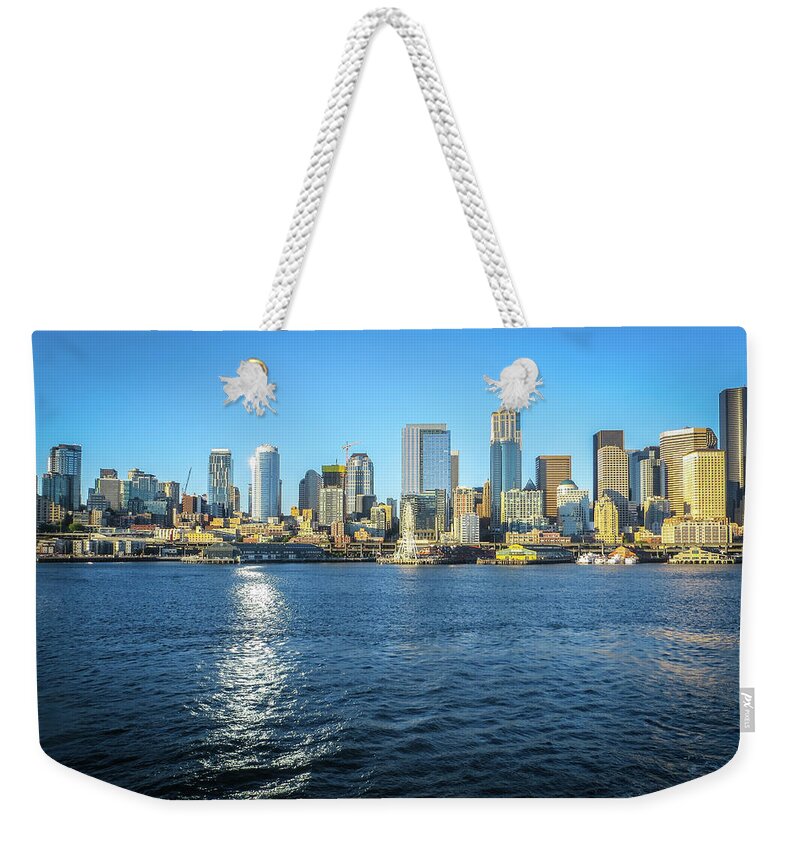 2017 Weekender Tote Bag featuring the photograph Seattle from the Sound by Gerri Bigler