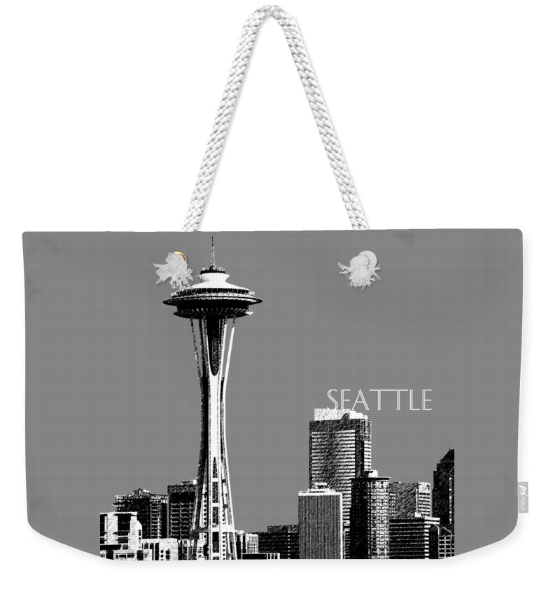 Architecture Weekender Tote Bag featuring the digital art Seattle Skyline Space Needle - Pewter by DB Artist