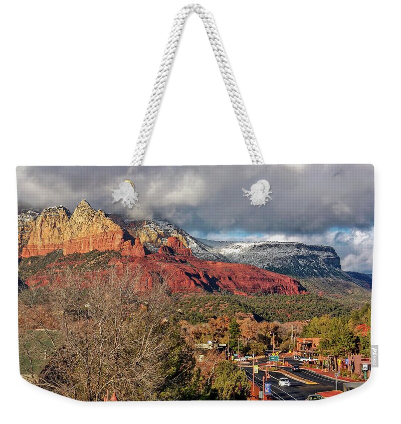 Sedona Weekender Tote Bag featuring the photograph Sedona in Winter by Al Judge