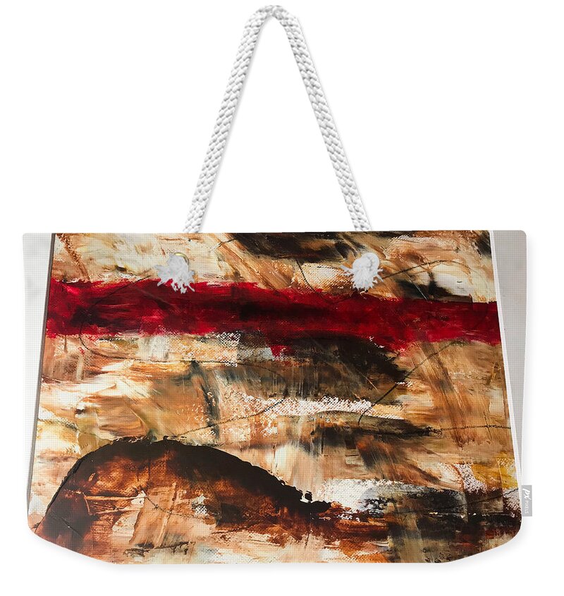 Abstract Weekender Tote Bag featuring the photograph Seeing Red by Jean Wolfrum