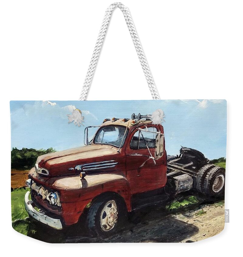 Ford Truck Weekender Tote Bag featuring the painting Semi-Retired by William Brody