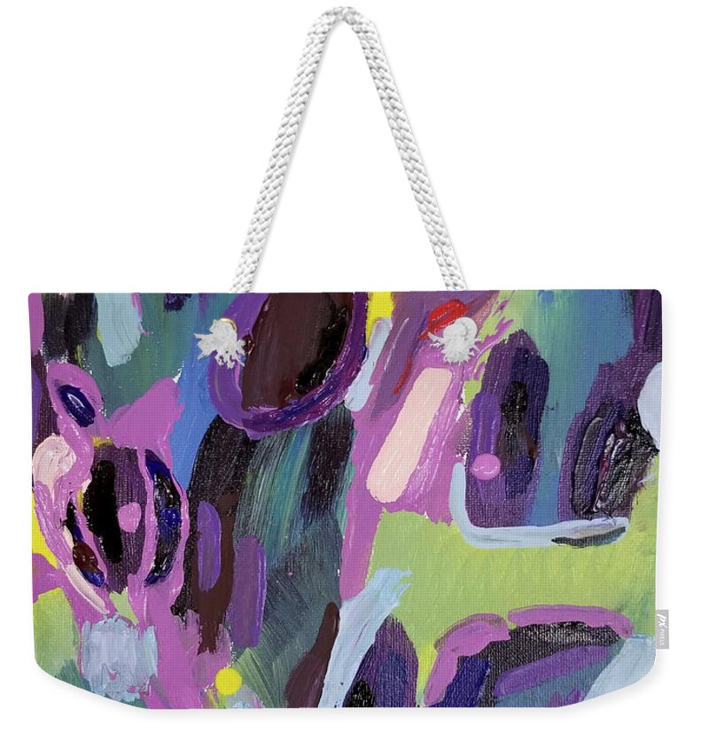 Abstract Weekender Tote Bag featuring the painting Sensitive by Catherine Gruetzke-Blais