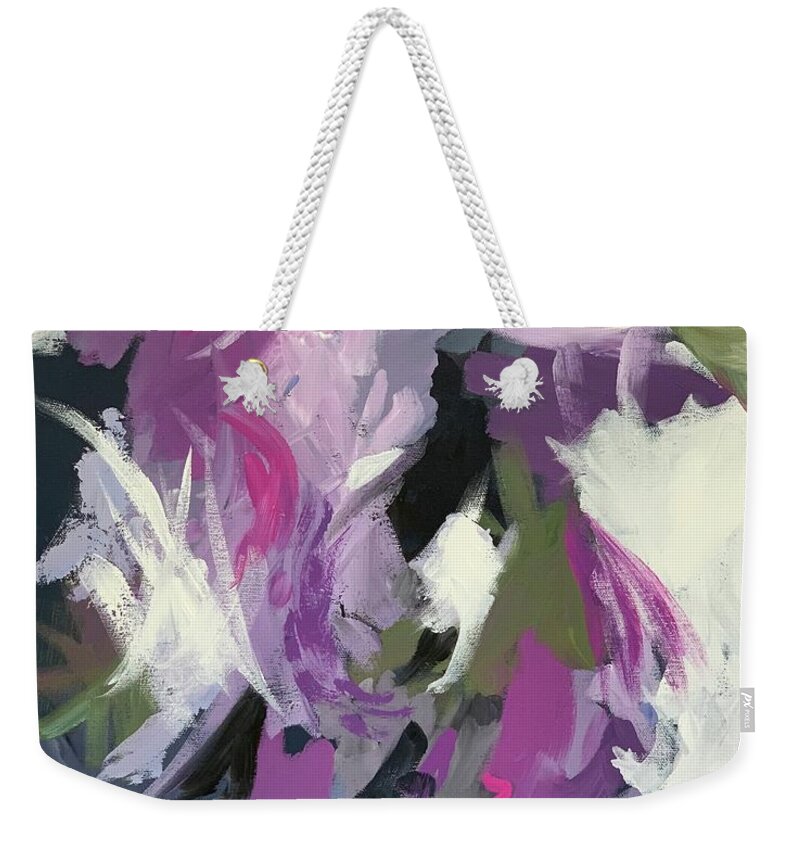 Mauve Weekender Tote Bag featuring the painting Sentimental Journey by Patsy Walton