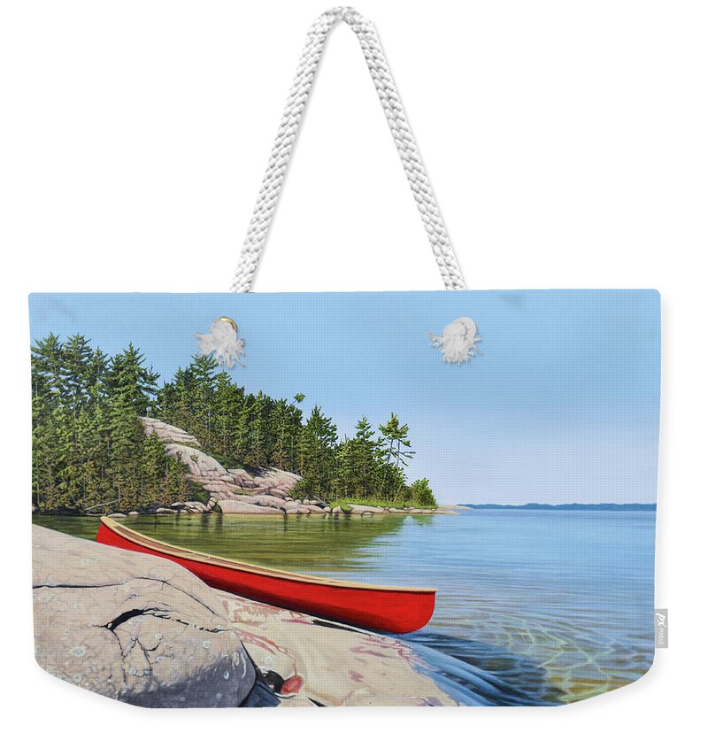 Redcanoe Weekender Tote Bag featuring the painting Serene Solitude by Kenneth M Kirsch