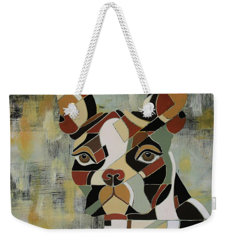 Boston Terrier Art Weekender Tote Bag featuring the painting Seriously the Boston Terrier by Barbara Rush