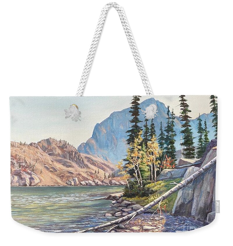 Mountains Weekender Tote Bag featuring the painting Seven Devils Lakes II by Paul Henderson