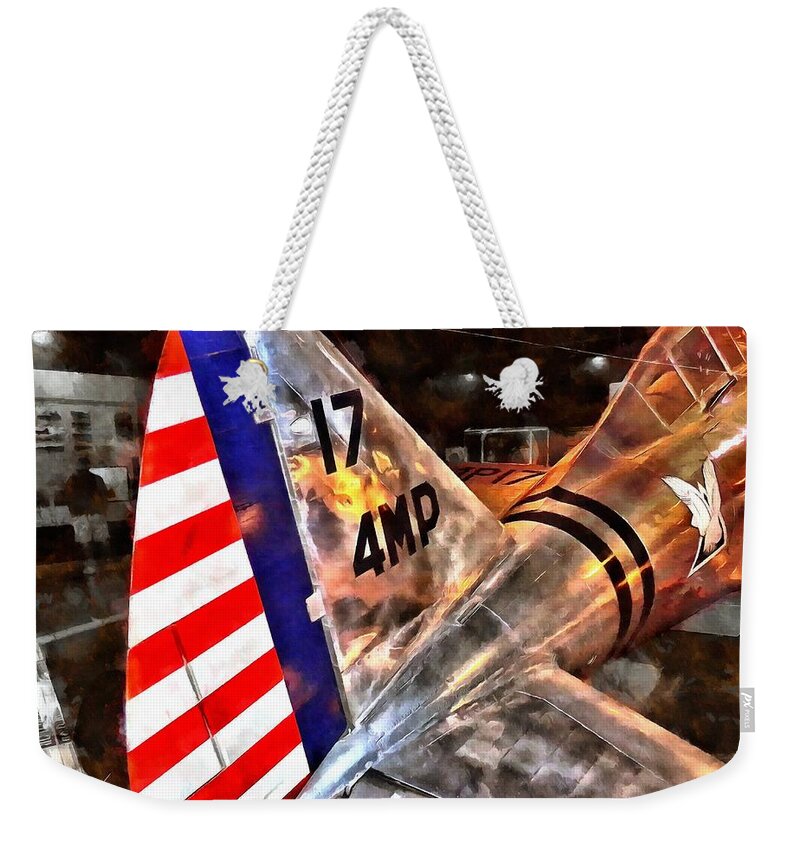 Fighter Plane Weekender Tote Bag featuring the mixed media Seversky P-35 by Christopher Reed