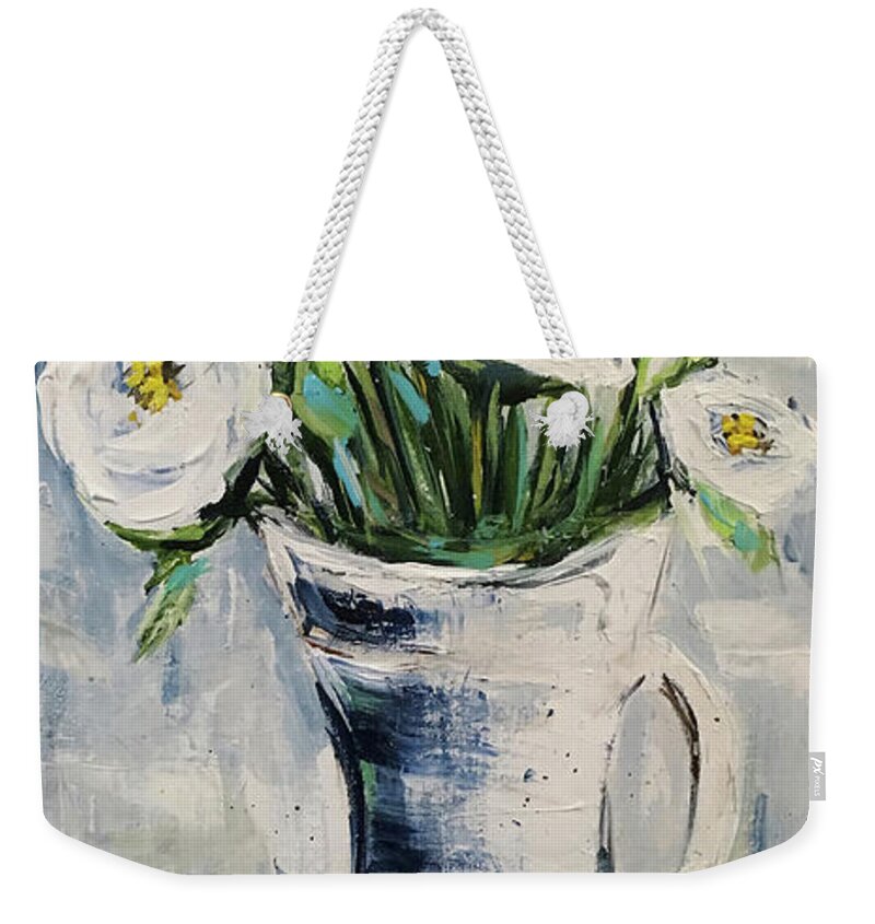 Roses Weekender Tote Bag featuring the painting Shabby Roses 2 by Roxy Rich