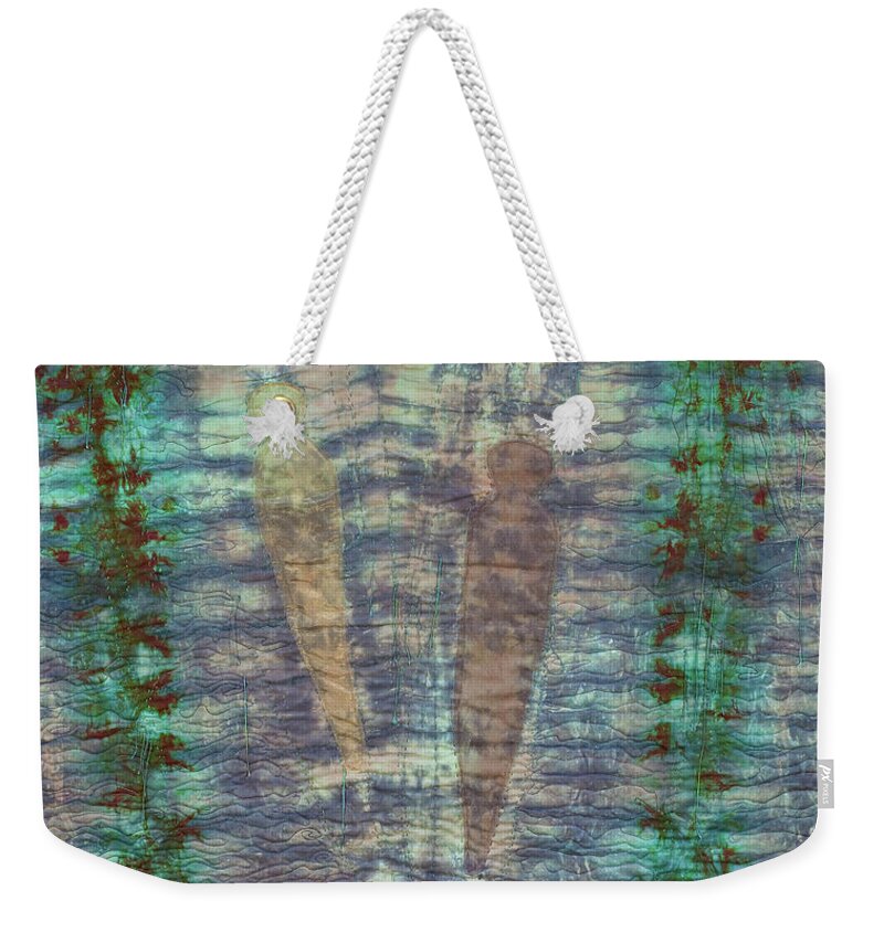 Shadow Weekender Tote Bag featuring the mixed media Shadow in the Sand by Vivian Aumond