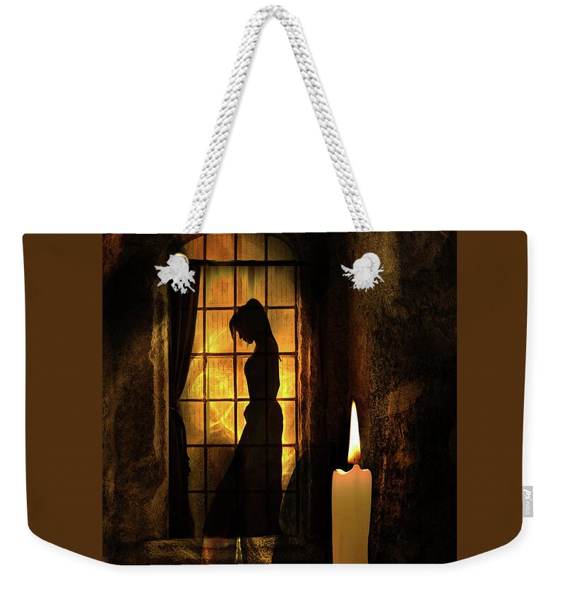 Silhouette Weekender Tote Bag featuring the digital art Shadow of Sadness by Lisa Yount