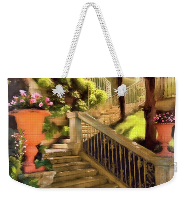 Shady Weekender Tote Bag featuring the painting Shady Steps by Joel Smith