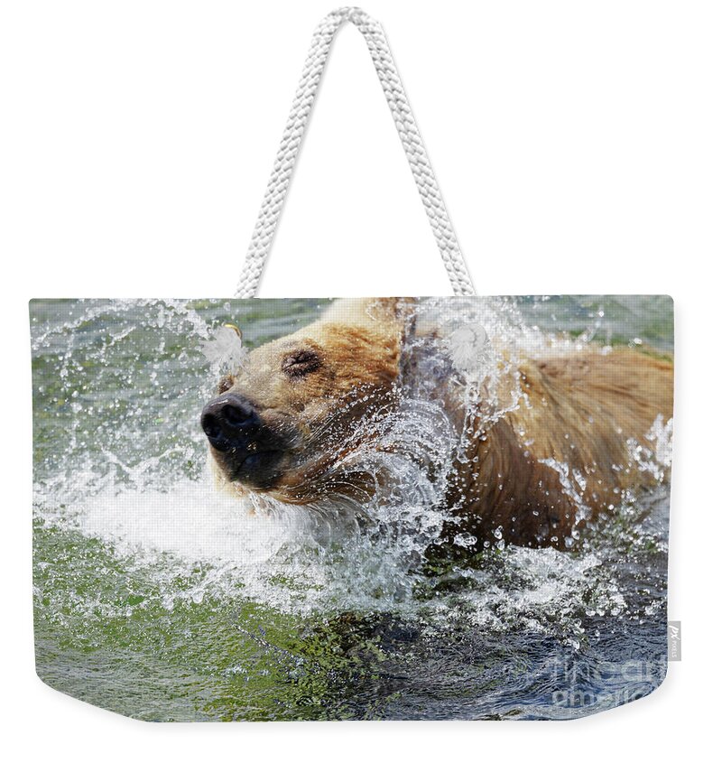 Grizzly Weekender Tote Bag featuring the photograph Shake It Off by Terri Cage