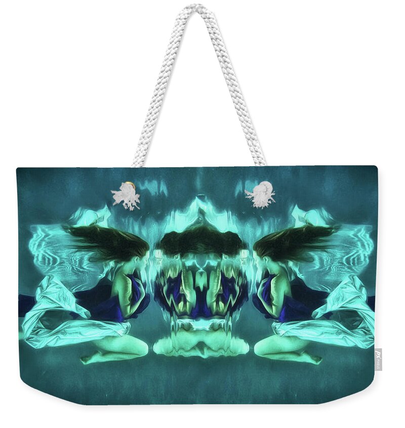 Underwater Weekender Tote Bag featuring the digital art Shattered Reflections by Brad Barton
