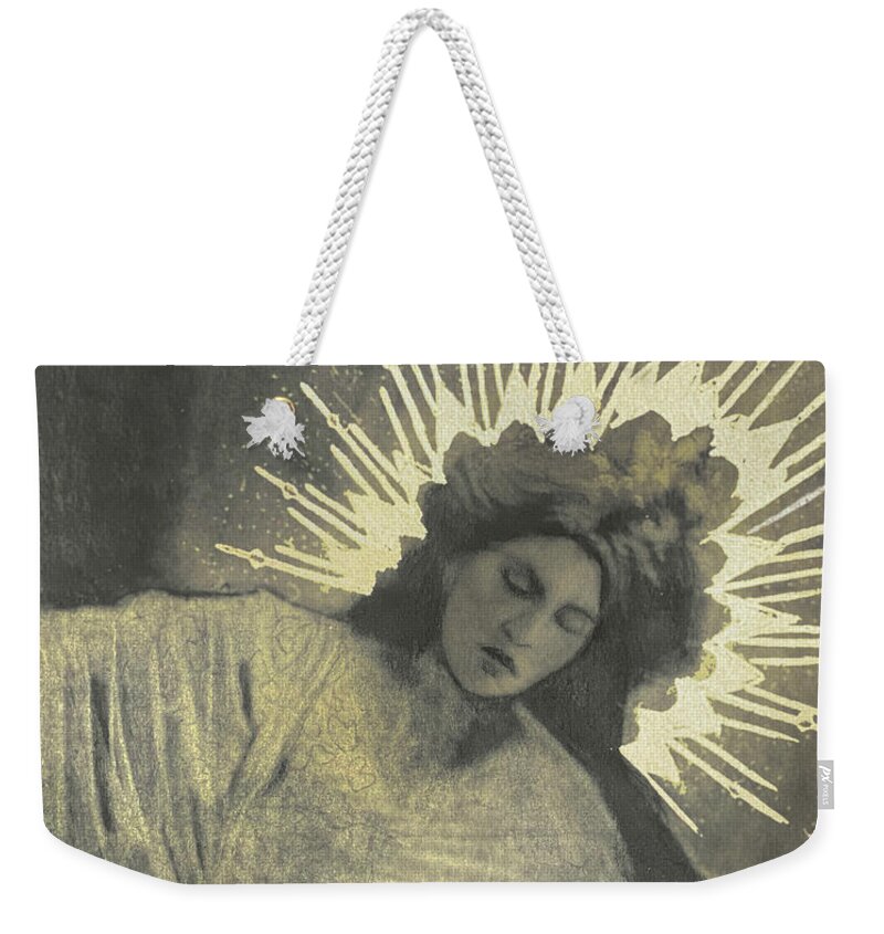 Art Nouveau Weekender Tote Bag featuring the drawing She Was Bright Like the Sun by Nadija Armusik