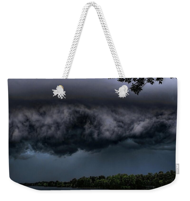 Weather Weekender Tote Bag featuring the photograph Shelf Cloud Hanging Clouds by Dale Kauzlaric