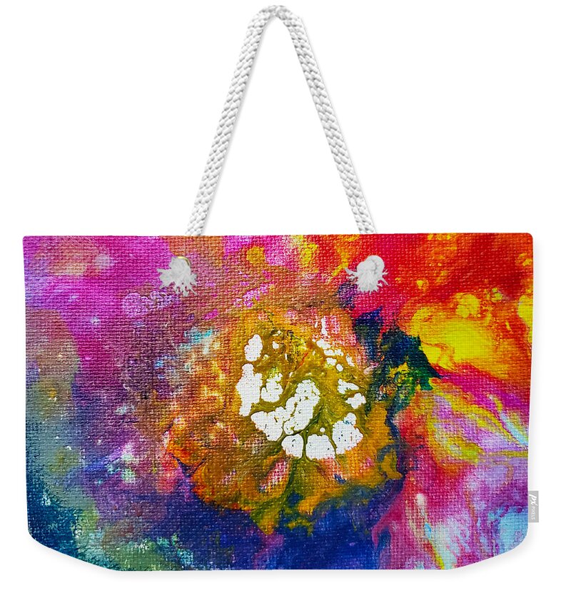 Abstract Weekender Tote Bag featuring the painting Shell-Shocked by Christine Bolden
