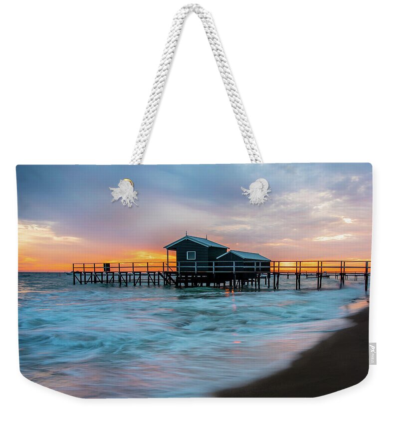 Shelley Beach Weekender Tote Bag featuring the photograph Shelley Beach Boat Jetty by Vicki Walsh