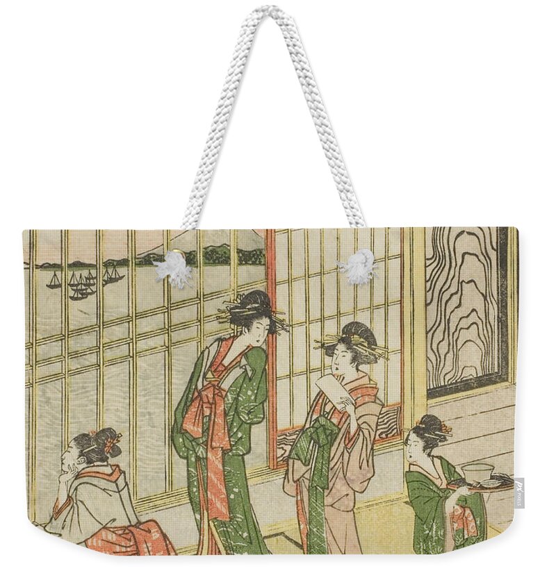 19th Century Art Weekender Tote Bag featuring the relief Shinagawa, from the series Fifty-Three Stations of the Tokaido by Katsushika Hokusai