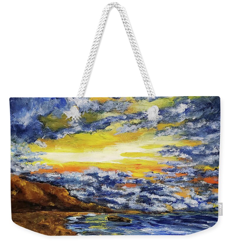 Acrylic Weekender Tote Bag featuring the painting Shine on Through by Eileen Kelly